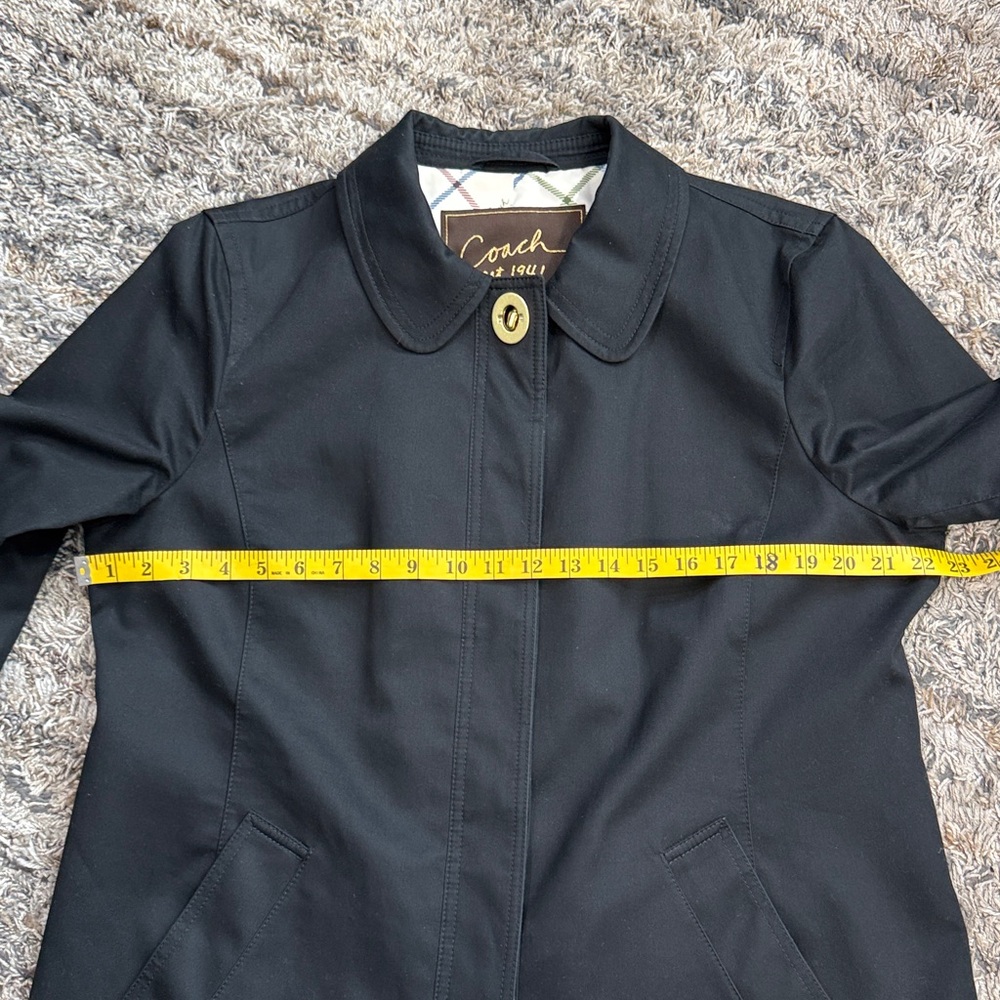 VINTAGE Coach Women's Black Trench Coat sz XL - Picture 9 of 14